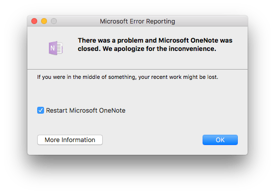 microsoft onenote for mac /danlod a error